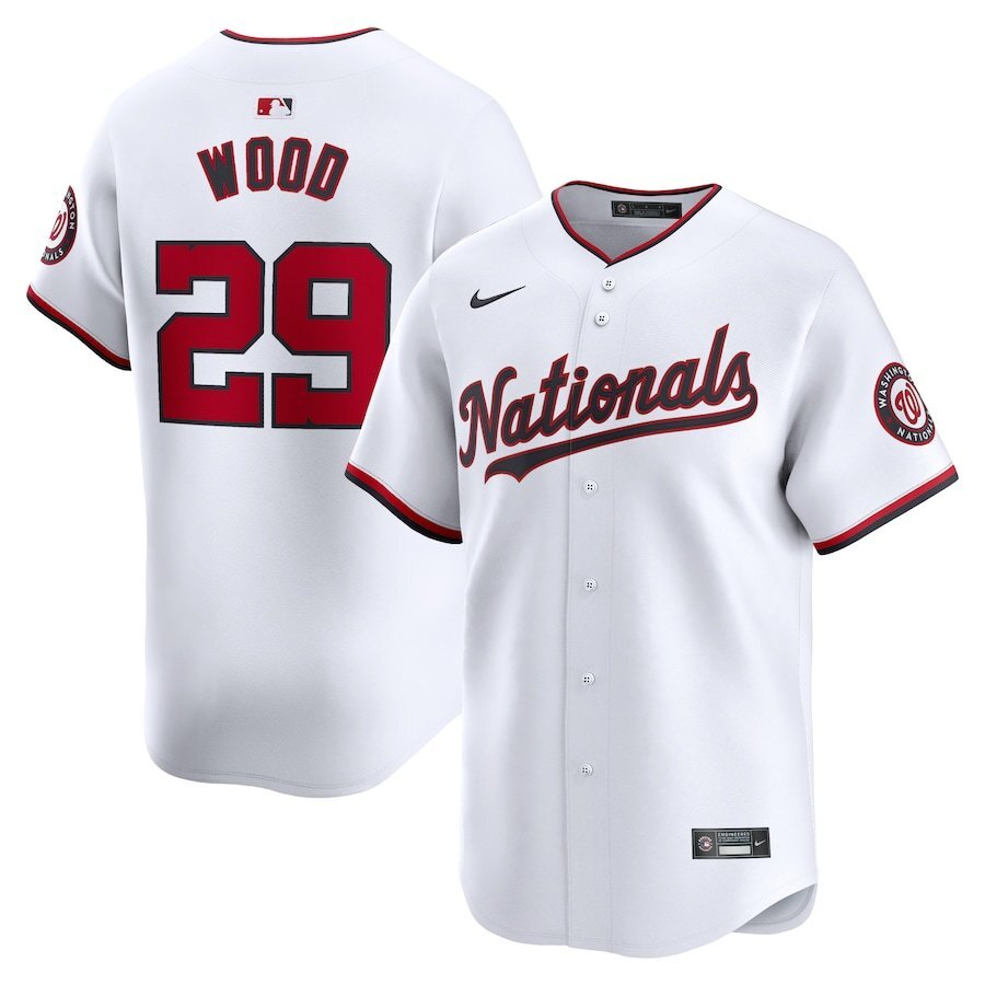 Washington Nationals #29 James Wood Home Limited Player Jersey - White