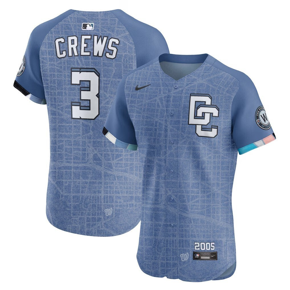 Washington Nationals #3 Dylan Crews 2025 City Connect Elite Jersey - Blue