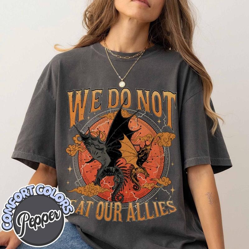 We Do Not Eat Our Allies Comfort Colors Shirt, Fourth Wing Tee, Die or Fly Tee, Basgiath War College Tee, Book Lover Tee,...