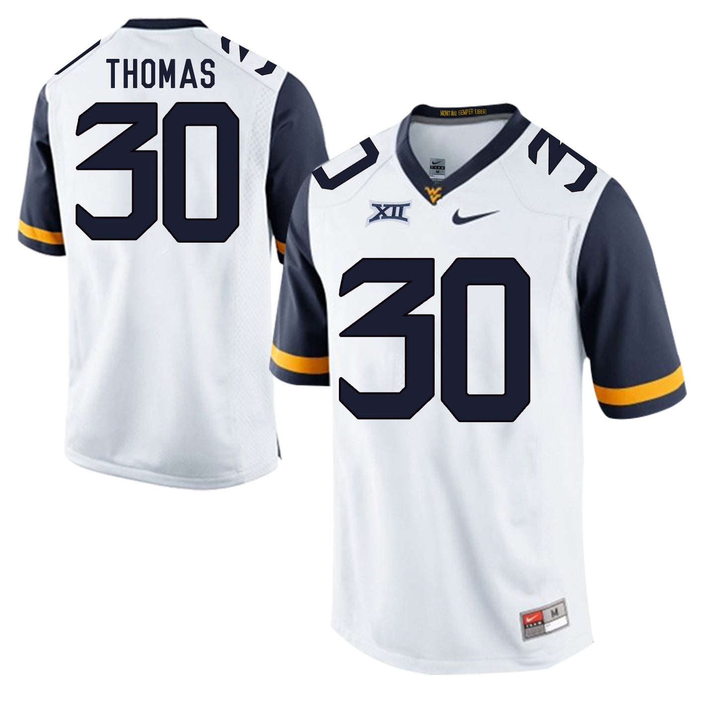 West Virginia Mountaineers J.T. Thomas 30 White