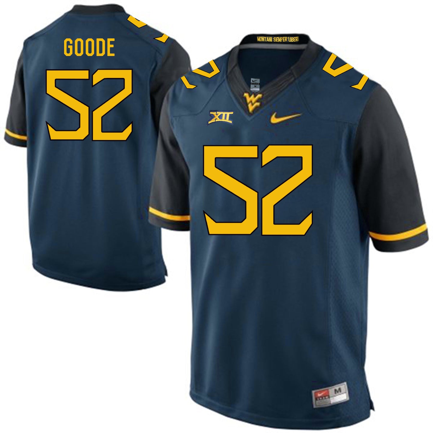 West Virginia Mountaineers Najee Goode 52 Blue