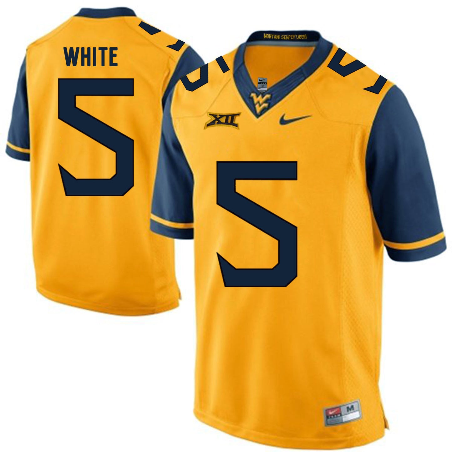 West Virginia Mountaineers WHITE 5 Gold