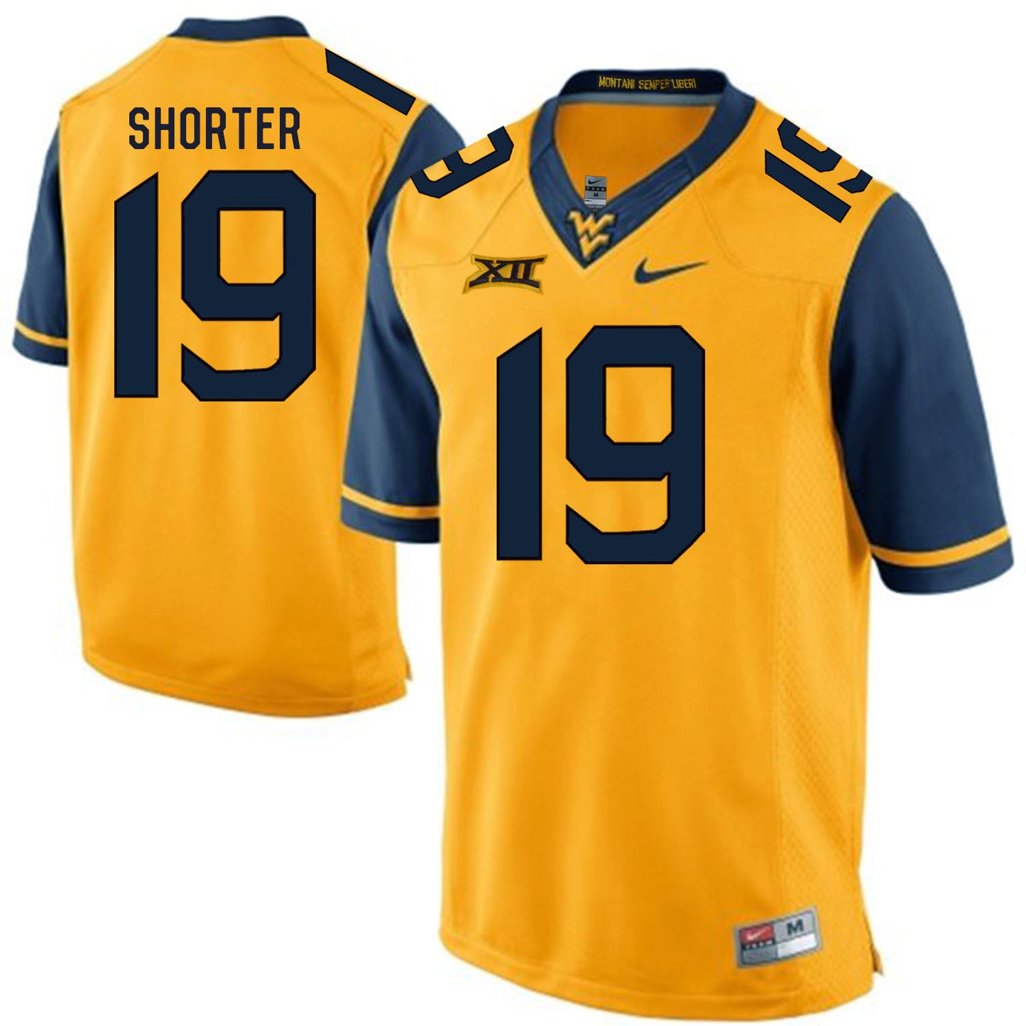 West Virginia Mountaineers shorter 19 Gold