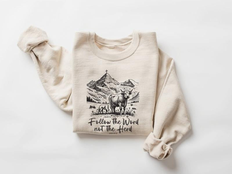 Western Christian Follow The Word Not The Herd Shirt, Isaiah 8:11-13 Shirt, Bible Verse Shirt, Christian Gift, Faith...