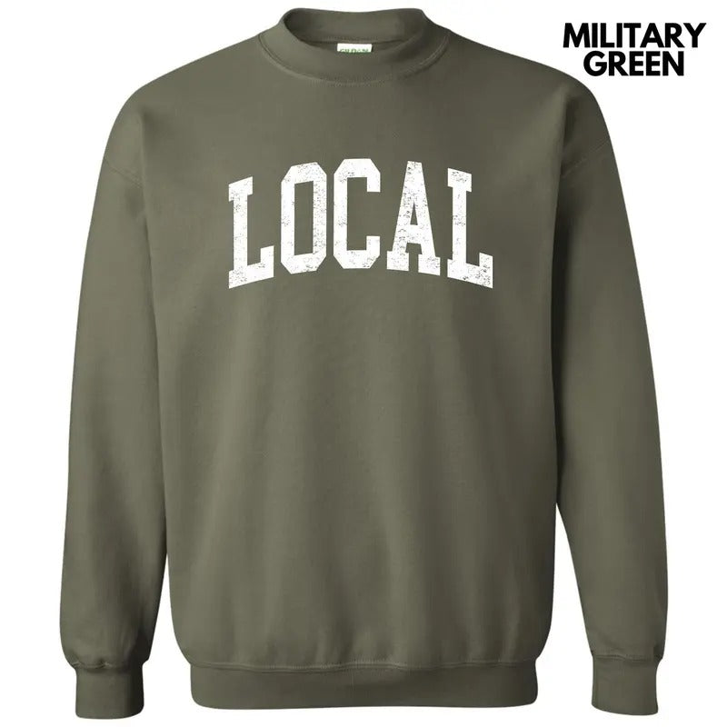 White - Local Varsity Letter Sweatshirt 'NLB' T-Shirts, Hoodie | InkThreadWorks.com