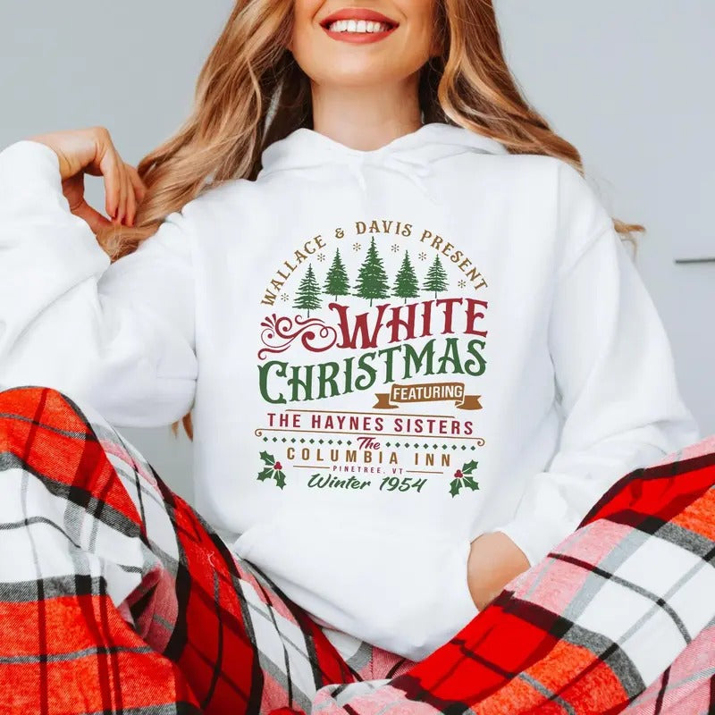 White Christmas Hoodie Columbia Inn Pine Tree Vermont Christmas Sweatshirt, Christmas Movie Sweatshirt, A White Xmas Shirt, Xmas Gift