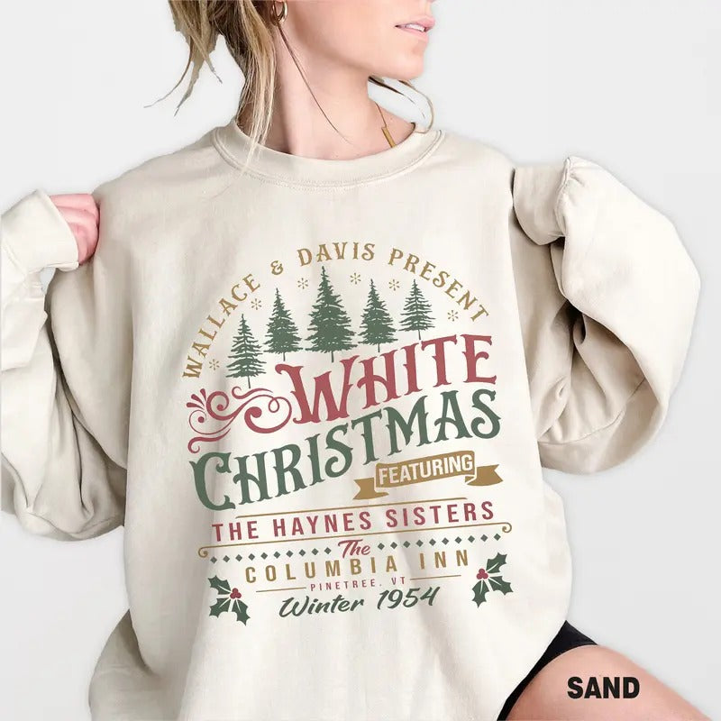 White Christmas Movie Sweatshirt, Wallace and Davis Sweater, Haynes Sisters Crewneck, Christmas White Movie 1954 Sweatshirt Womenswear
