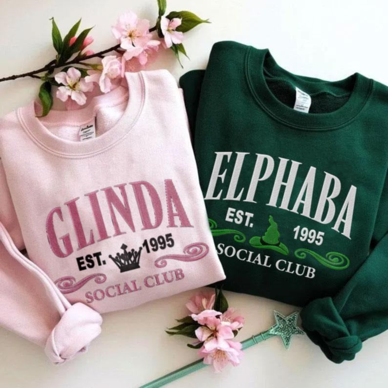 Wicked Glitter Embroidered Sweatshirt, Elphaba and Glinda Crewneck Hoodie, Wicked Sweatshirt Embroidered, Wicked Movie Shirt