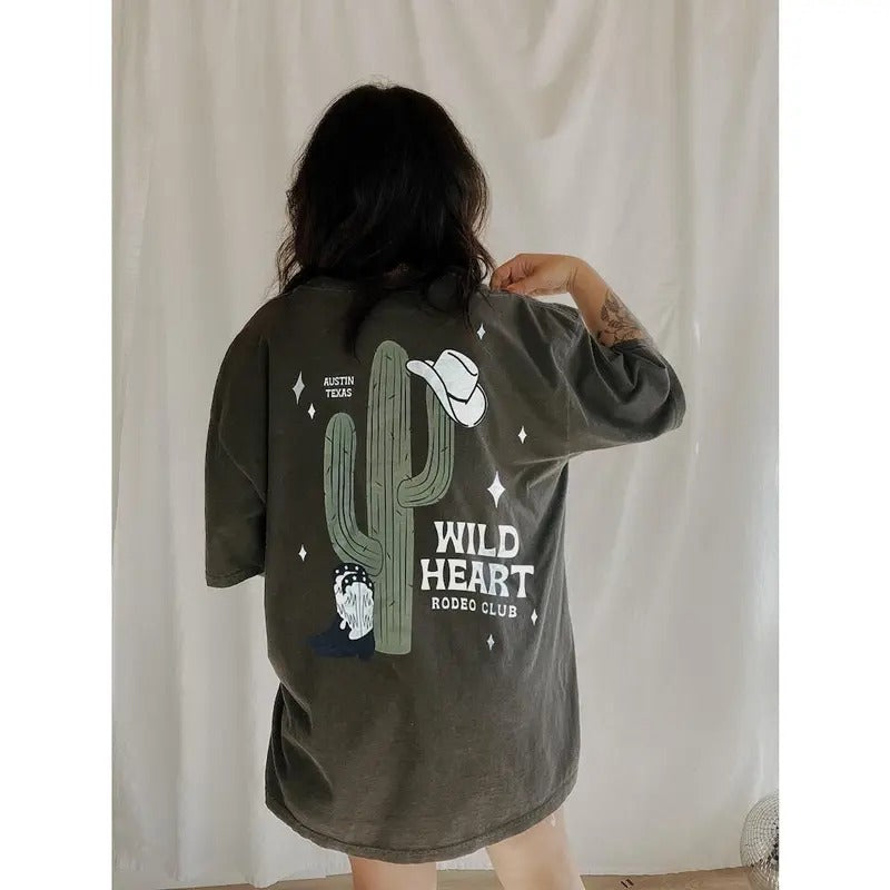 Wild Heart Western Graphic Tee, Trendy aesthetic boho tshirt, hippie retro vintage inspired tee