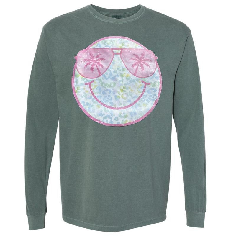 Wild Summer Happy face Long Sleeve Comfort Colors T-Shirt 'NLB' Hoodie, Sweatshirt | InkThreadWorks.com