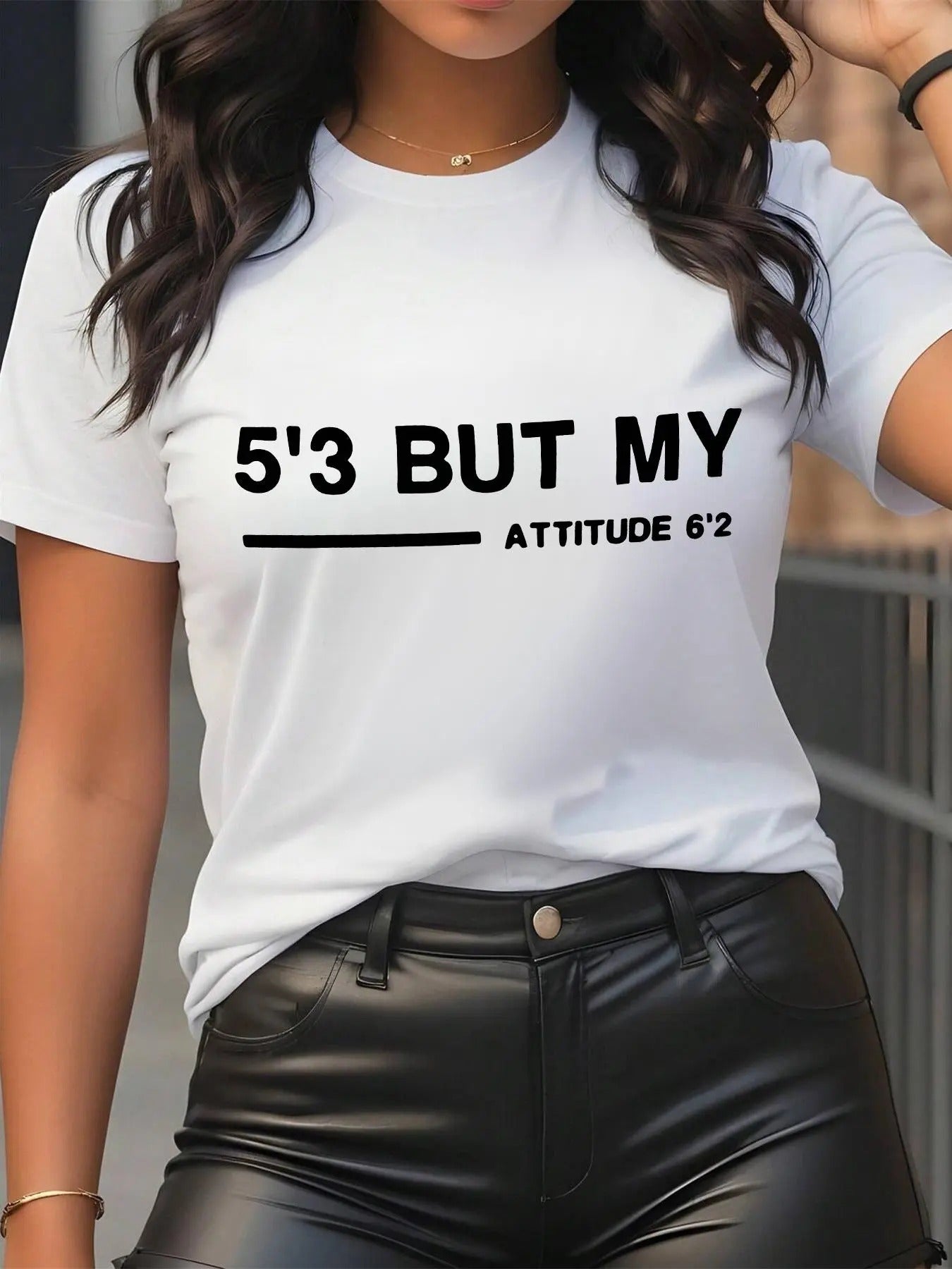 Women's Letter & Figure Print Round Neck Tee, Fashion Casual Short Sleeve Crew Neck T-shirt for Daily Holiday Vacation...