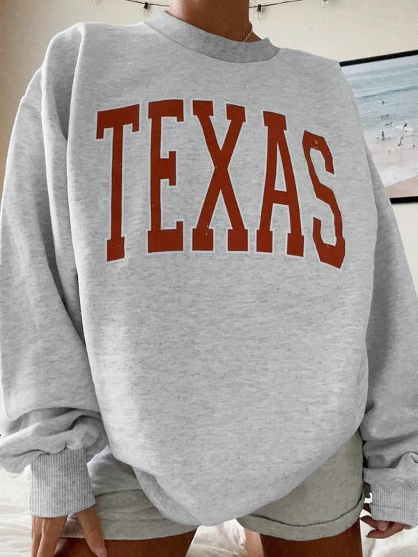 Women's Letter Print Crew Neck Sweatshirt, Casual Long Sleeve Pullover for Daily Wear, Ladies Clothes for All Seasons...