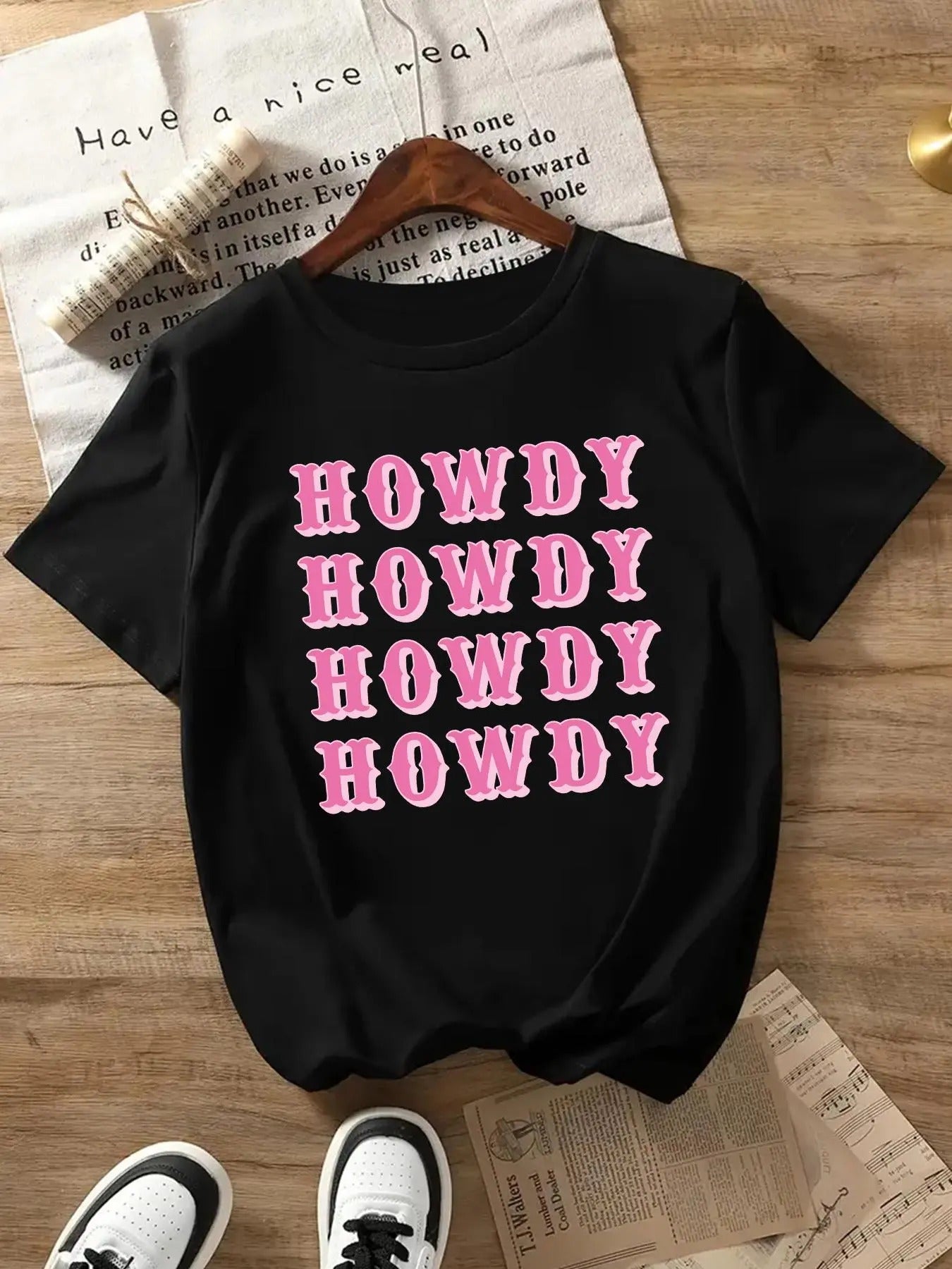 Women's Letter Print Round Neck Crop Tee, Fashion Casual Crew Neck Short Sleeve T-Shirt for Daily Holiday Vacation...