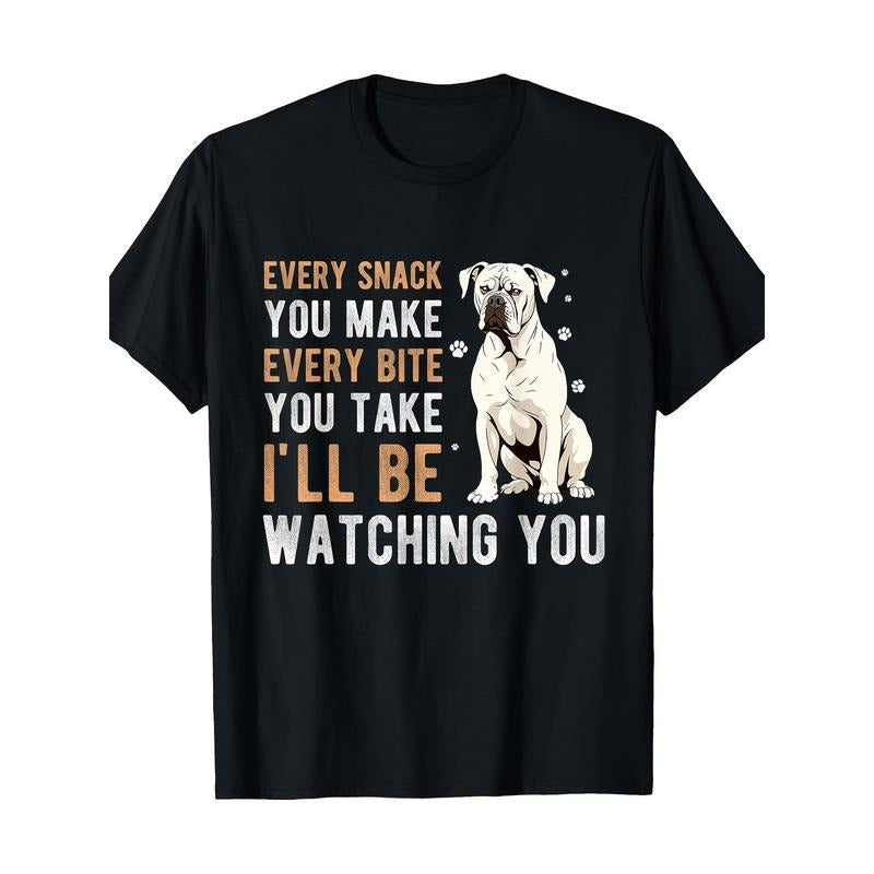 Women's T-Shirt | Casual Round Neck | Short Sleeve | Humorous Bulldog Graphic Tee | All-Season Comfort Fit | Machine Washable & Dry Clean Safe | Glossy Finish | Black with Colorful Text Design Made in USA