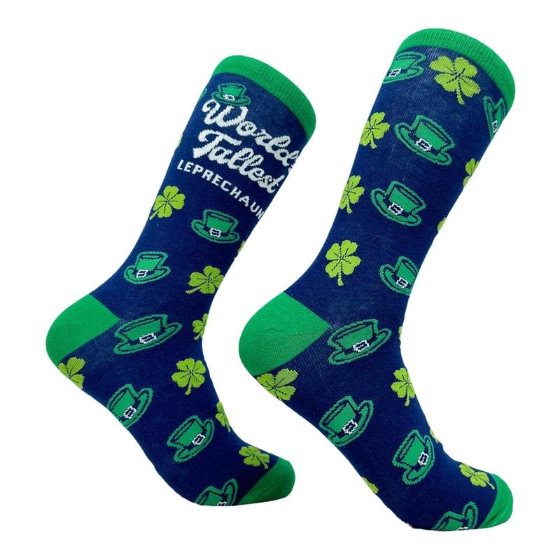 Women's Worlds Tallest Leprechaun Socks Funny St Paddys Day Folklore Joke Footwear Funny Graphic Socks Comfortable Fitted Spandex Cotton