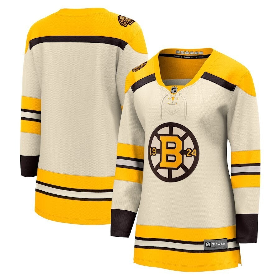 Women Boston Bruins Branded 100th Anniversary Premier Breakaway Jersey - Cream