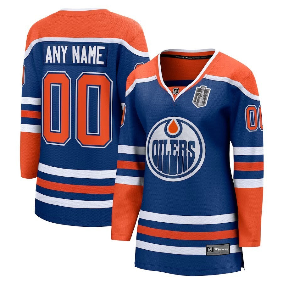 Women Edmonton Oilers 2025 Stanley Cup Final Home Breakaway Custom Jersey - Royal
