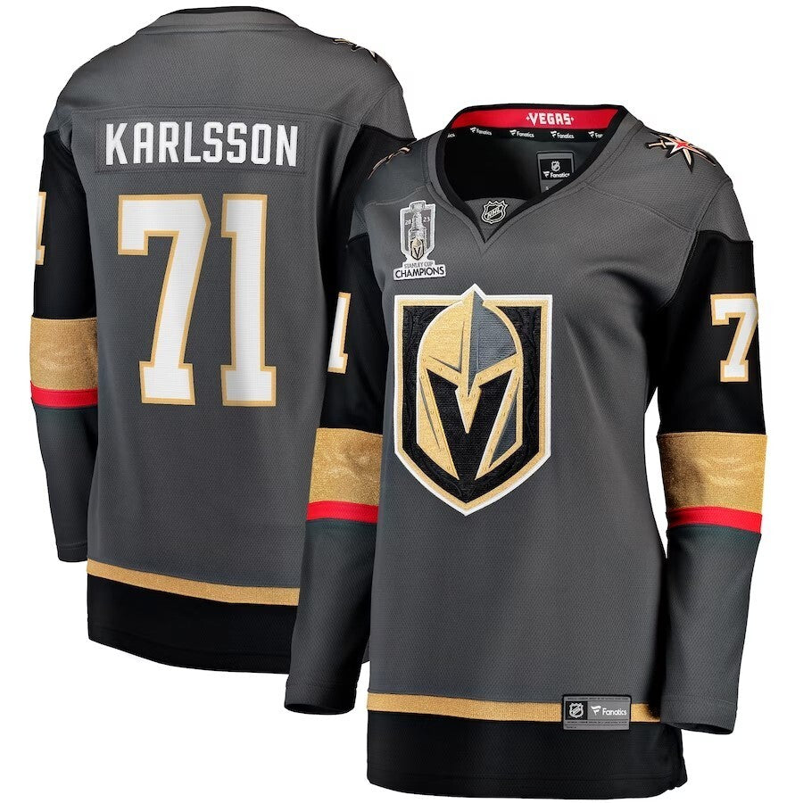 Women Vegas Golden Knights #71 William Karlsson 2023 Stanley Cup Champions Alternate Breakaway Player Jersey - Black