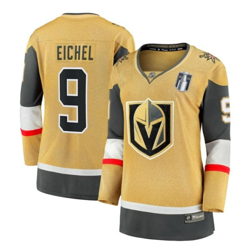 Women Vegas Golden Knights #9 Jack Eichel 2023 Stanley Cup Final Home Breakaway Player Jersey - Gold_conew1