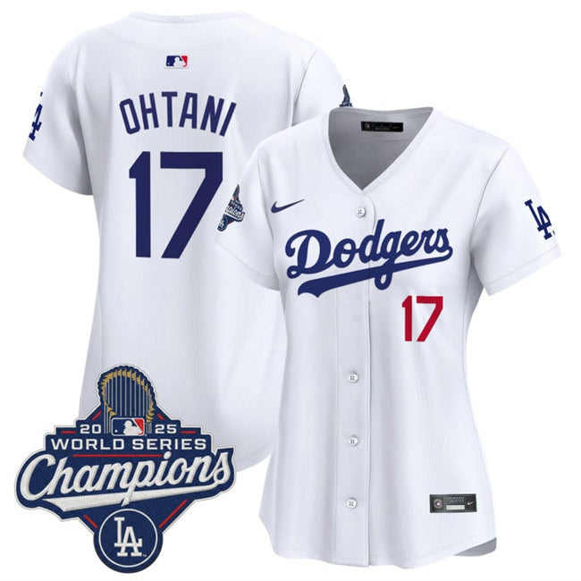 Women's Los Angeles Dodgers #17 Shohei Ohtani White 2025 World Series Champions Home