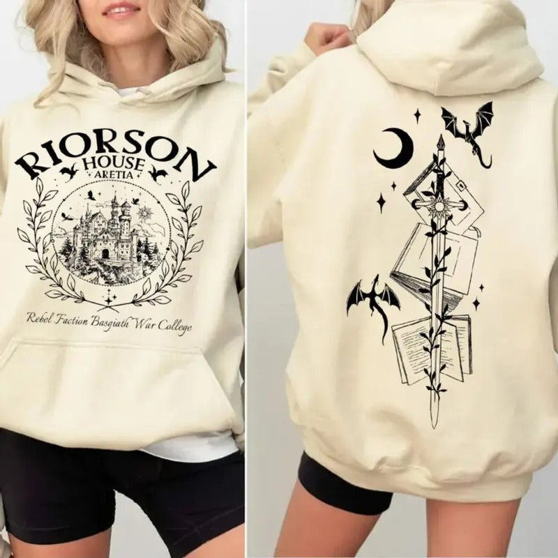 Xaden Riorson House Shirt, Iron Flame Sweatshirt, Dragon Rider 2 Sided Shirt, Violet Sorrengail Hoodie, Bookish Gifts,...