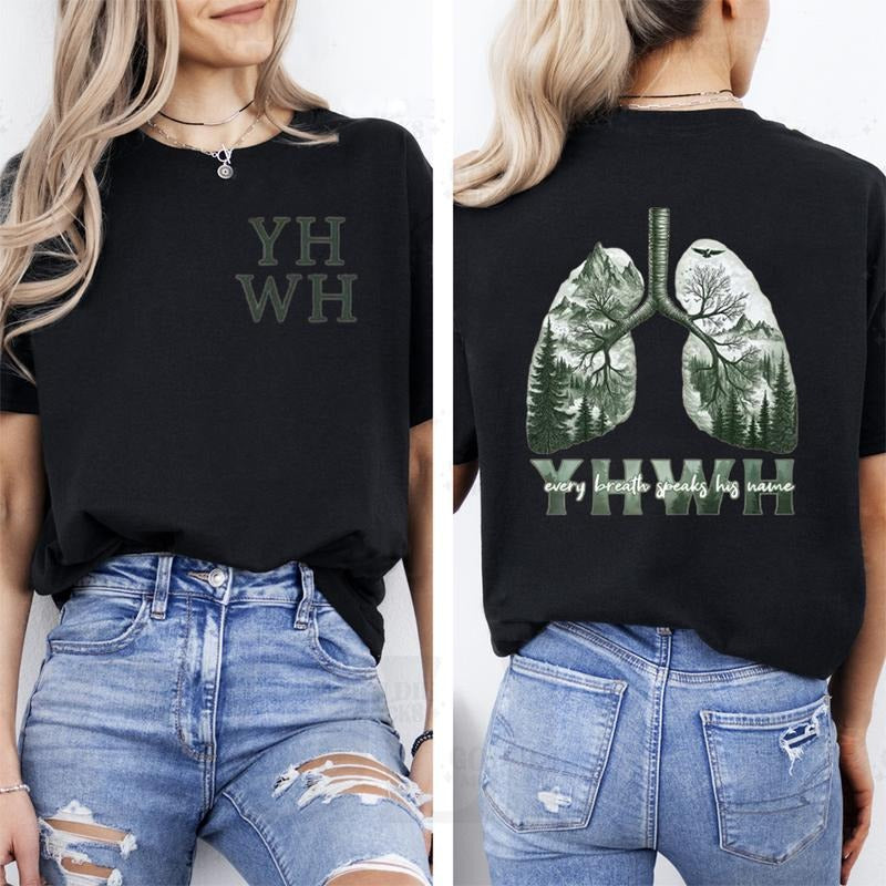 YHWH Every Breath Speaks His Name TShirt Pure Cotton Casual Street Style Crew Neck Short Sleeve T-Shirt Tops Trendy For...
