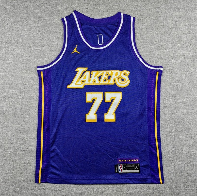 Youth Los Angeles Lakers #77 Luka Doncic Youth 26 Lakers 77 Purple Statement Edition Style 1