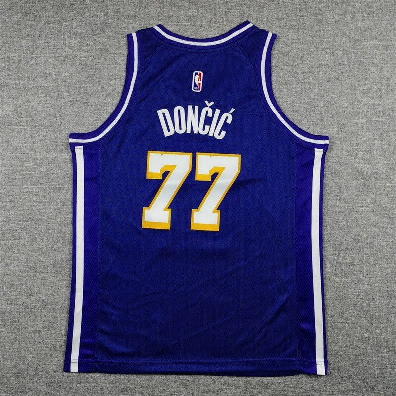 Youth Los Angeles Lakers #77 Luka Doncic Youth 26 Lakers 77 Purple Statement Edition Style 2