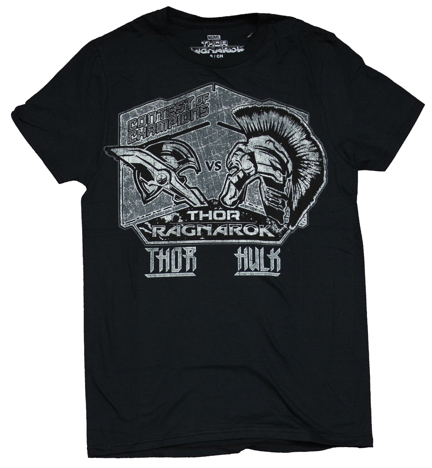 Thor Ragnarok Mens T-Shirt - Dirtressed Poster Print Thor Vs Hulk