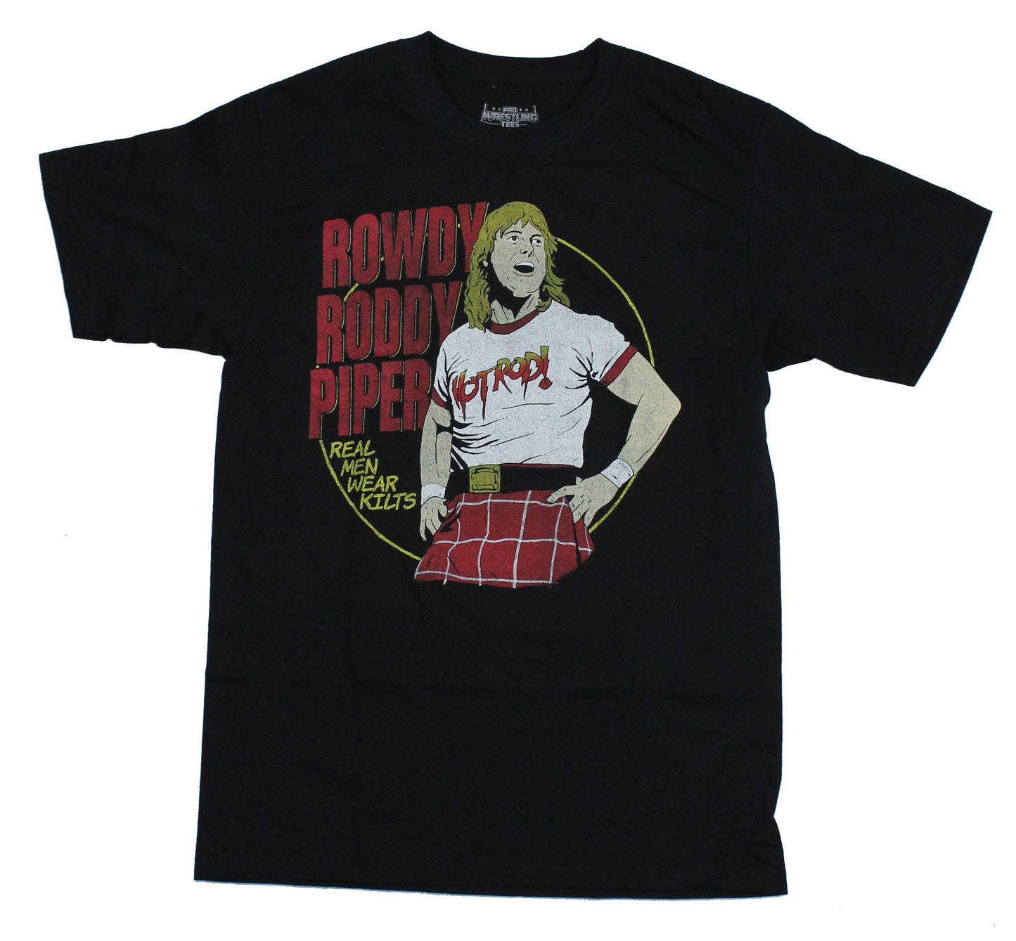 Hot Rod Rowdy Piper Mens T-Shirt - Standing Next To Name Image