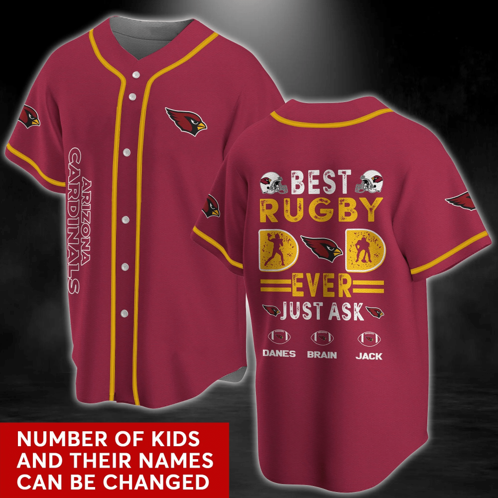 Arizona Cardinals Red Baseball Jersey Shirt with Personalized Name
