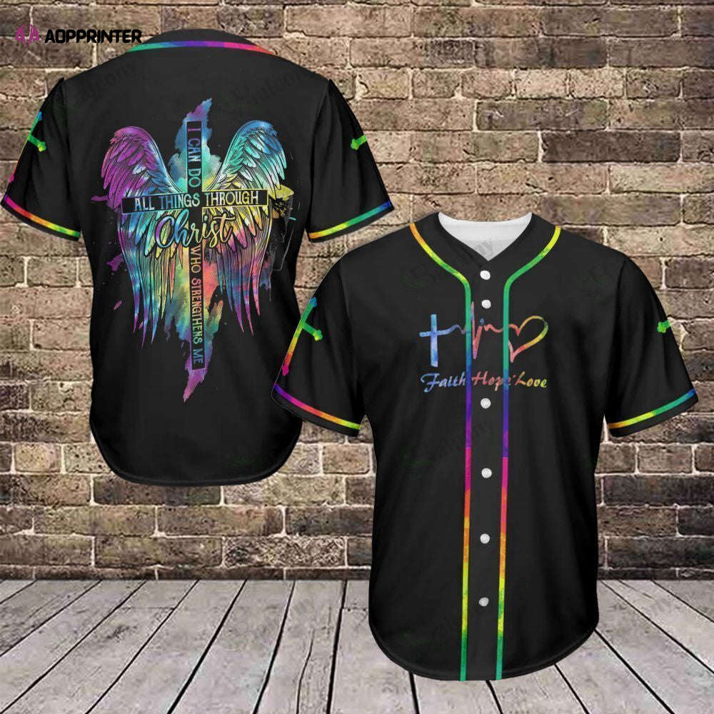 Baseball Tee LGBT - Faith Cross Wings Baseball Jersey 394 - Aopprinter