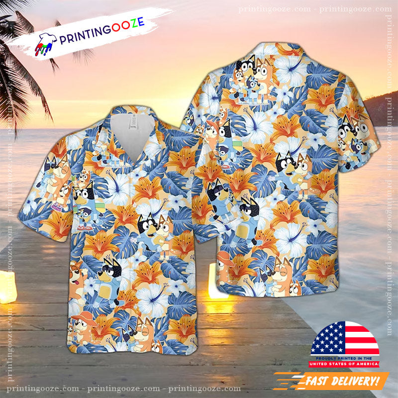 Bluey Family Beach Summer Hawaiian Shirt