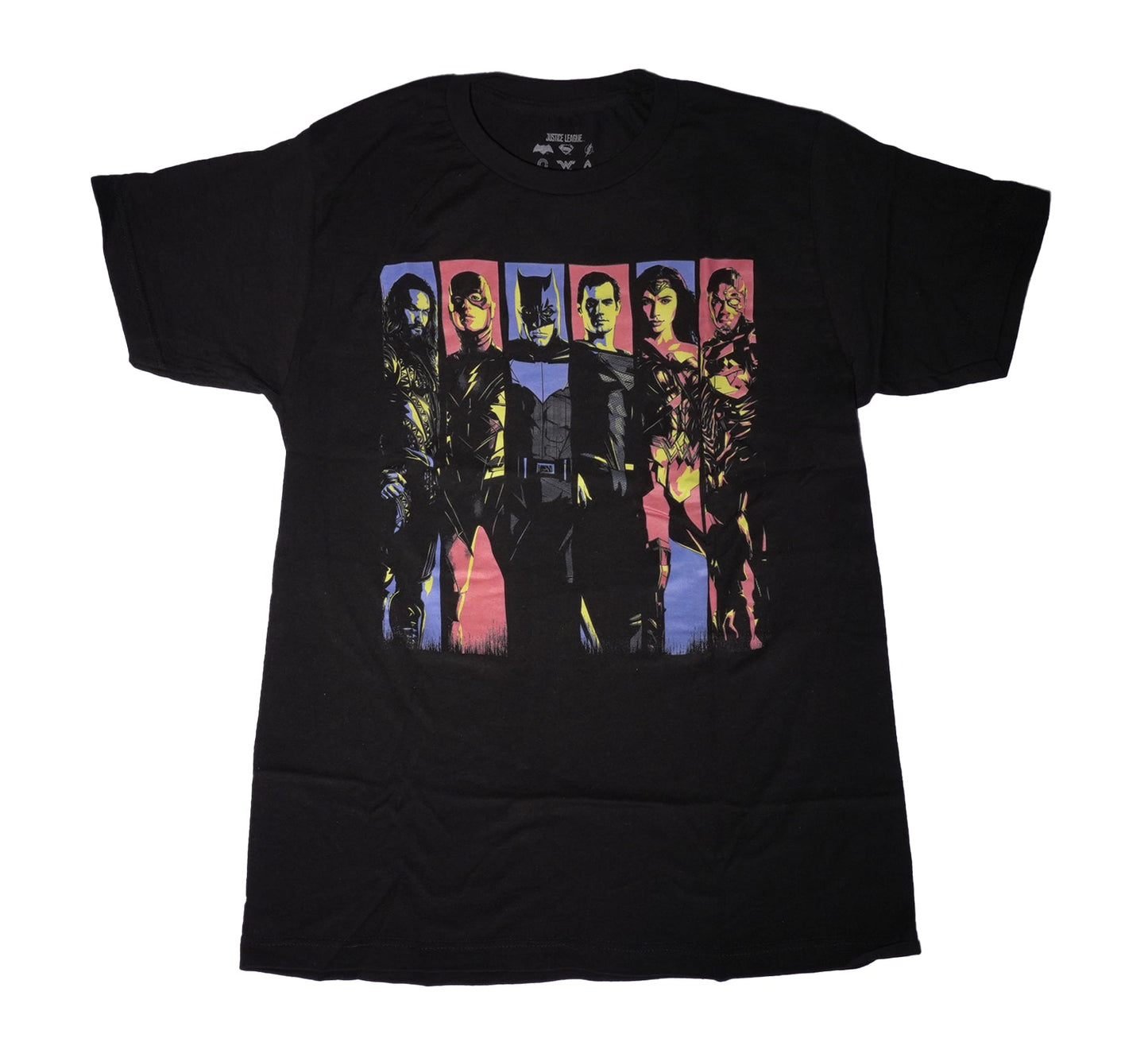 Justice League Mens T-Shirt - Movie Character Color Strips