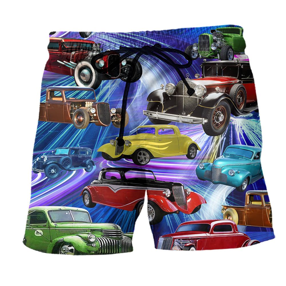 Car Green Red To Dream Trendy Aloha Hawaiian Beach Shorts