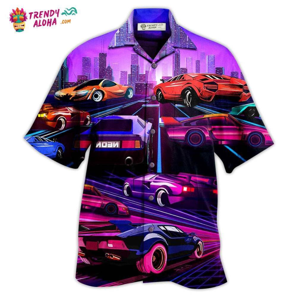 Car Modern Purple Hawaiian Shirt - Trendy Aloha