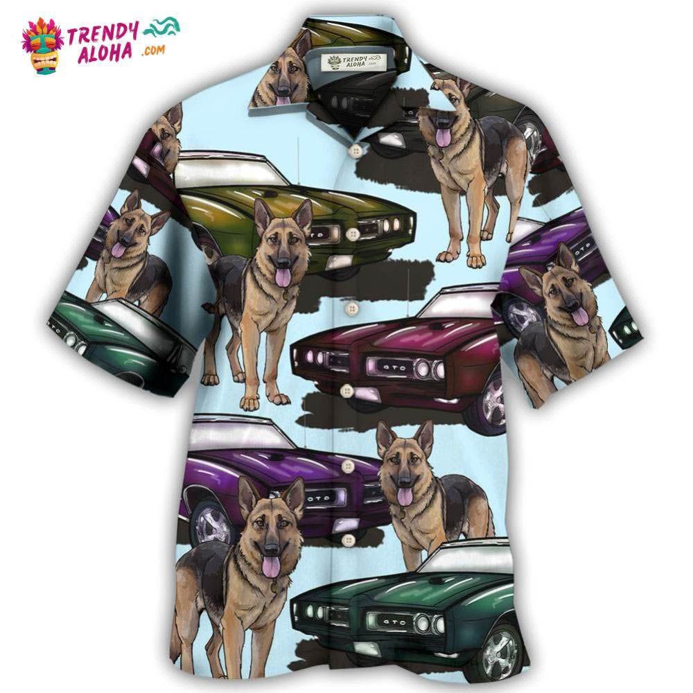 Car Muscle Car And Dog Hawaiian Shirt - Trendy Aloha
