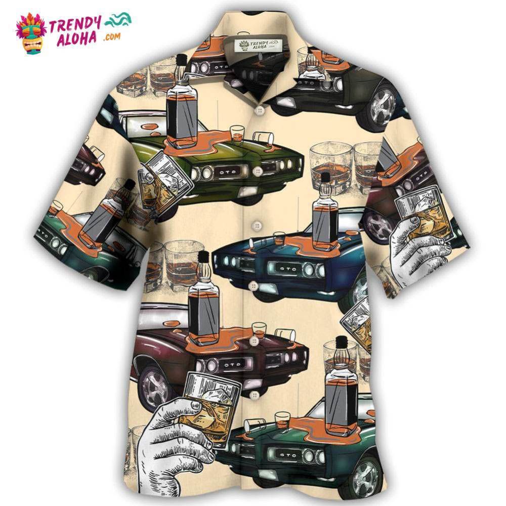 Car Muscle Car And Whiskey Hawaiian Shirt - Trendy Aloha