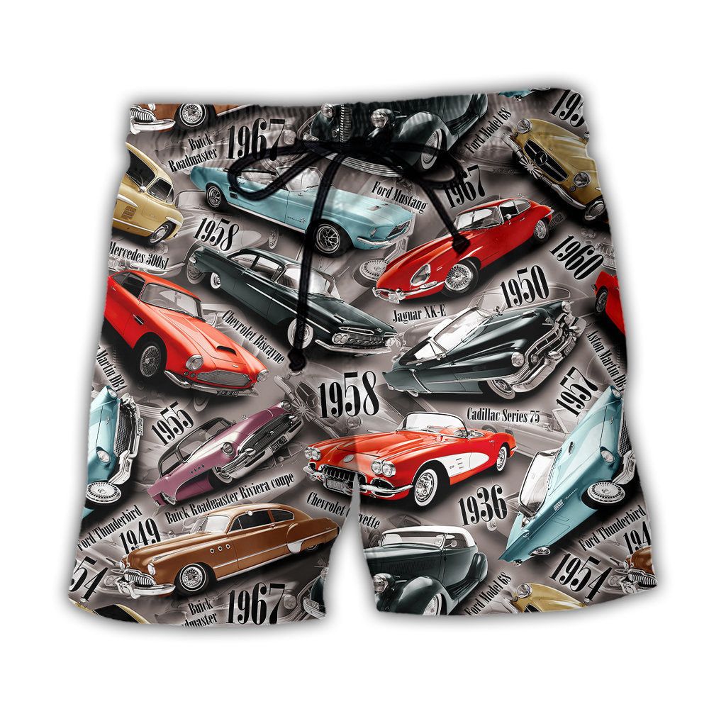 Car Old Vintage For Car Lovers Trendy Aloha Hawaiian Beach Shorts