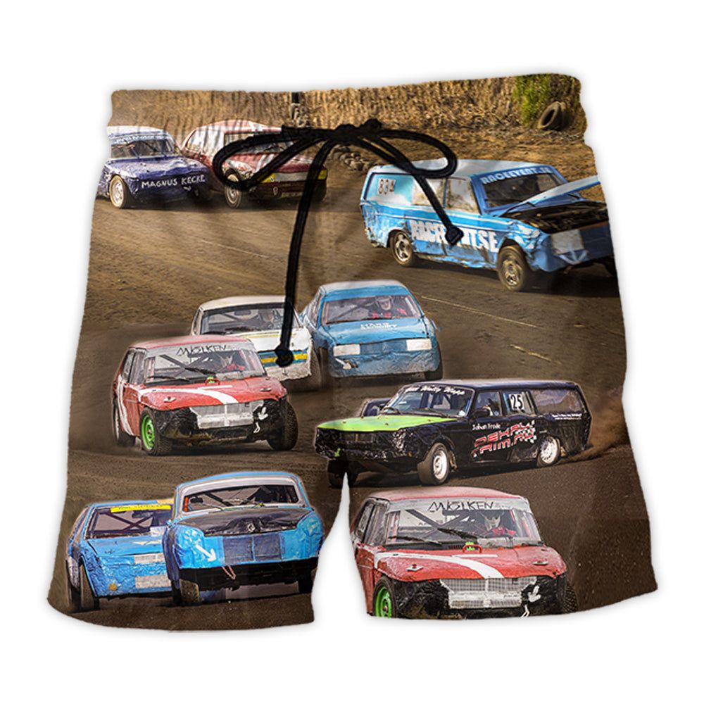 Car Racing Basic Road Trendy Aloha Hawaiian Beach Shorts