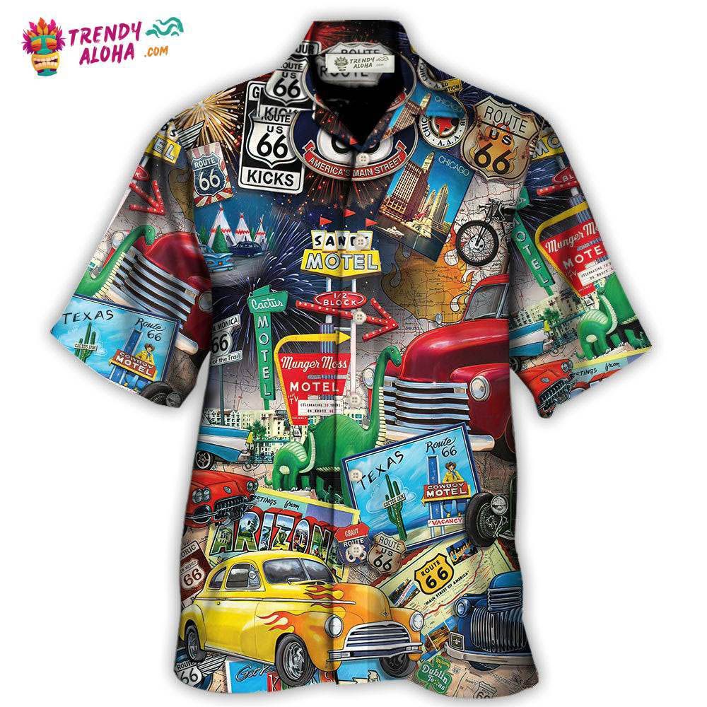 Car Route 66 Road Trip Puzzle Hawaiian Shirt - Trendy Aloha