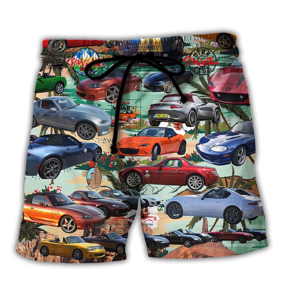 Car Summer Tropical Island Lover Trendy Aloha Hawaiian Beach Shorts