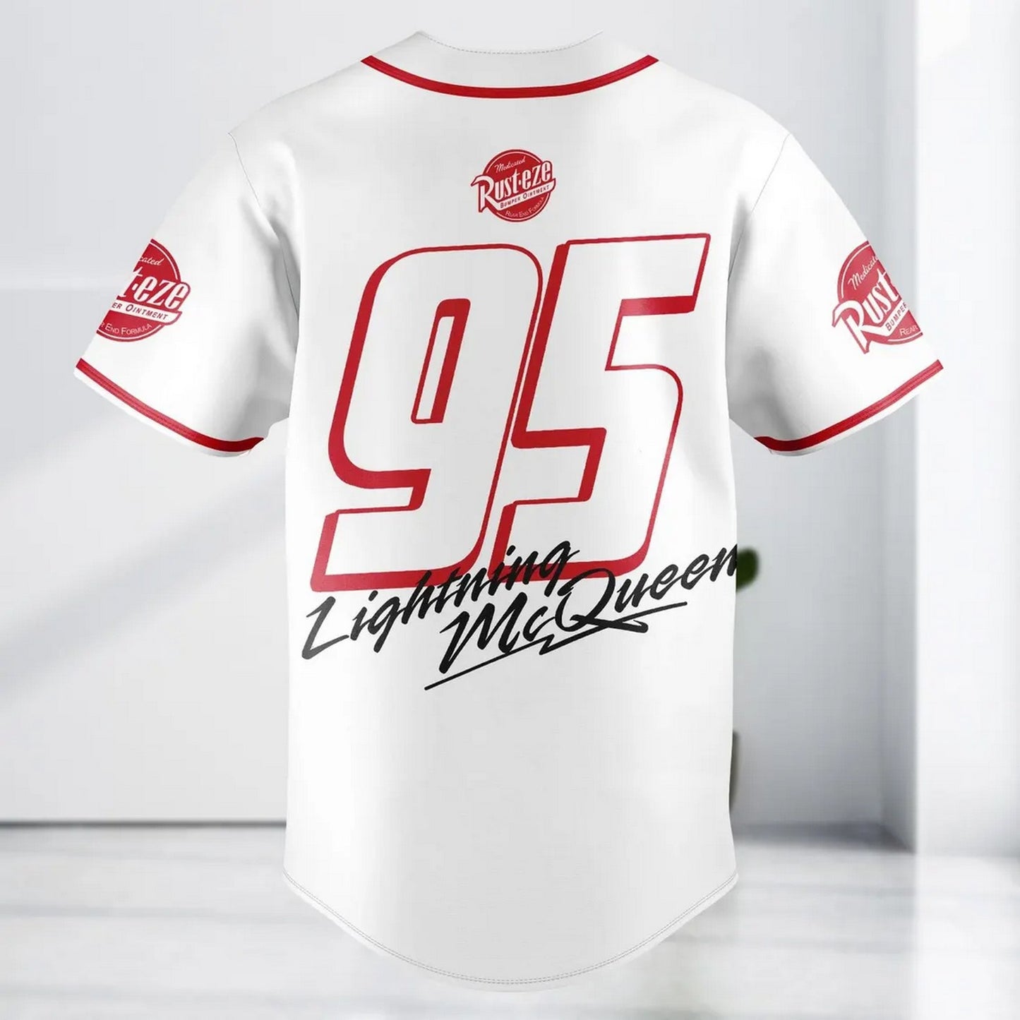 Cars 95 Racing Lightning Mcqueen White Baseball Jersey