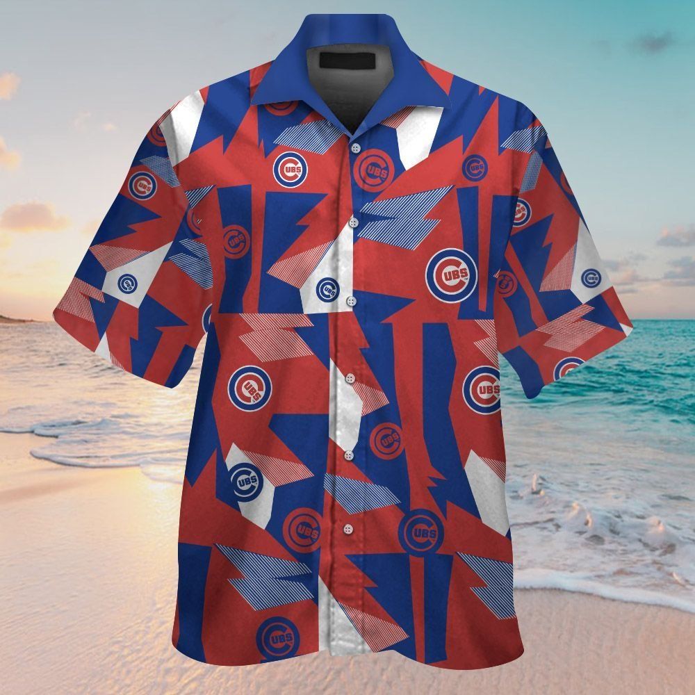 Chicago Cubs Short Sleeve Button Up Tropical Hawaiian Shirt VER01
