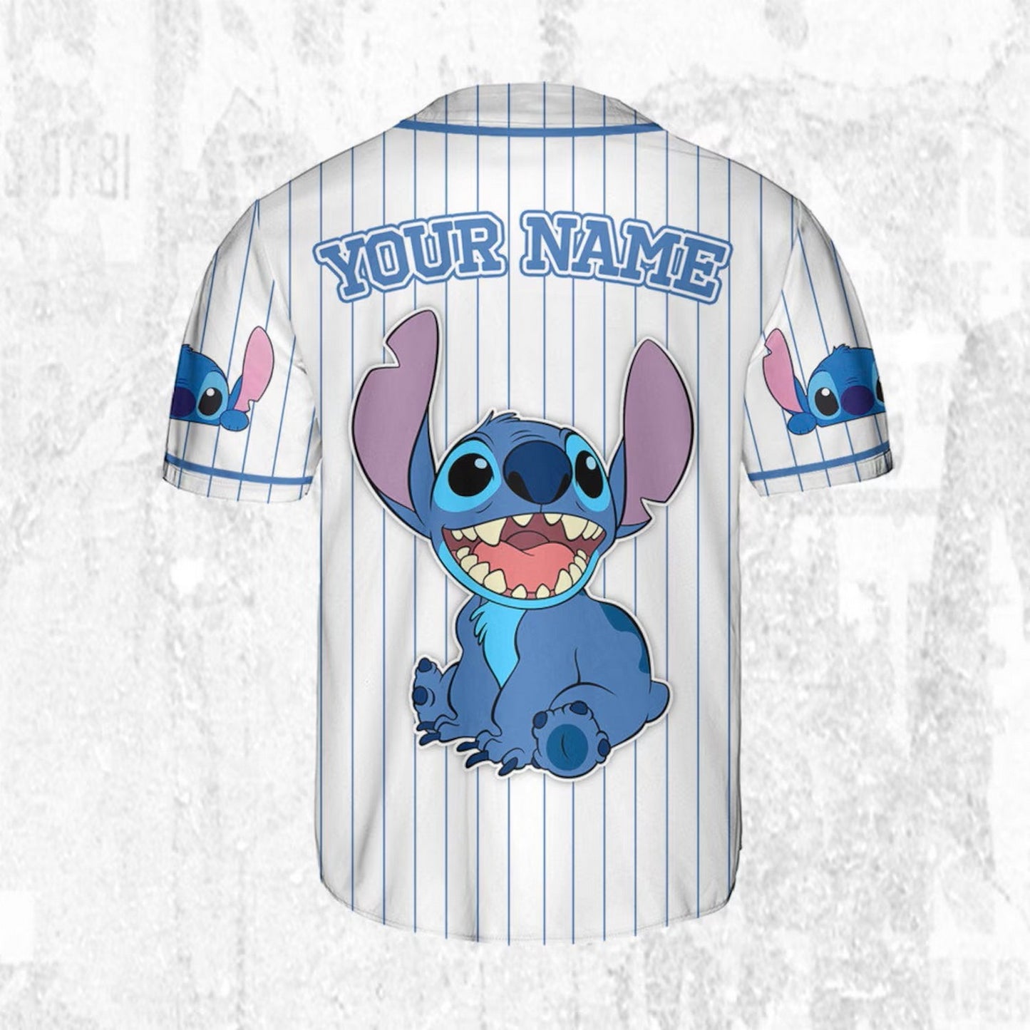 Custom Disney Lilo And Stitch Happy Stitch White Baseball Jersey