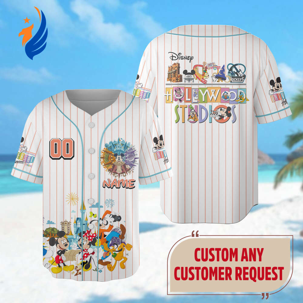 Custom Mickey Mouse Baseball Jersey - Hollywood Studios & Magic Kingdom Cartoon Shirt Mickey and Friends Team Jersey - Bafud