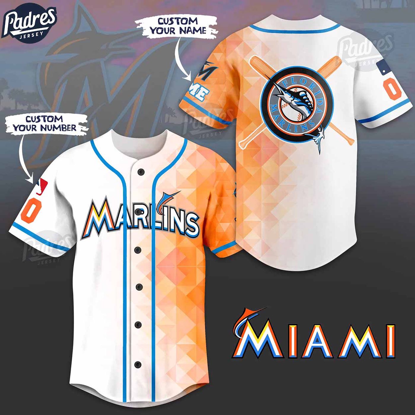 Stand out with Custom Miami Marlins MLB Jersey - Personalized Team Apparel - lylyprint.com