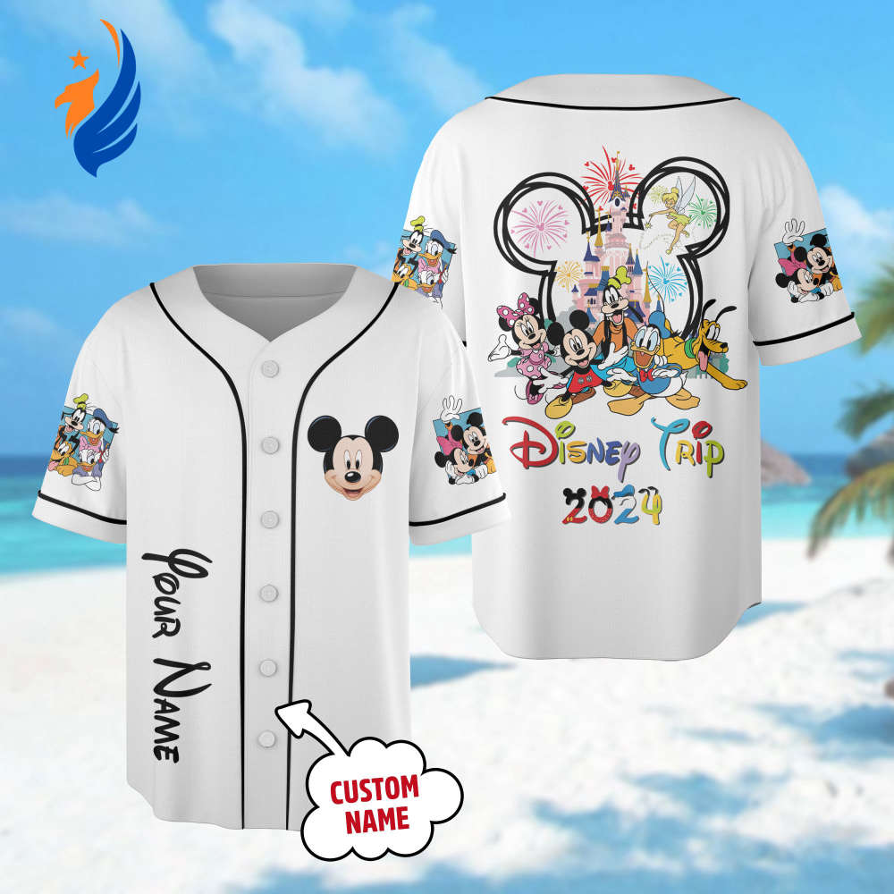 Custom Mickey and Friends Baseball Jersey - Personalized Minnie Teams Gift for Kids Magic Kingdom Shirt - Bafud