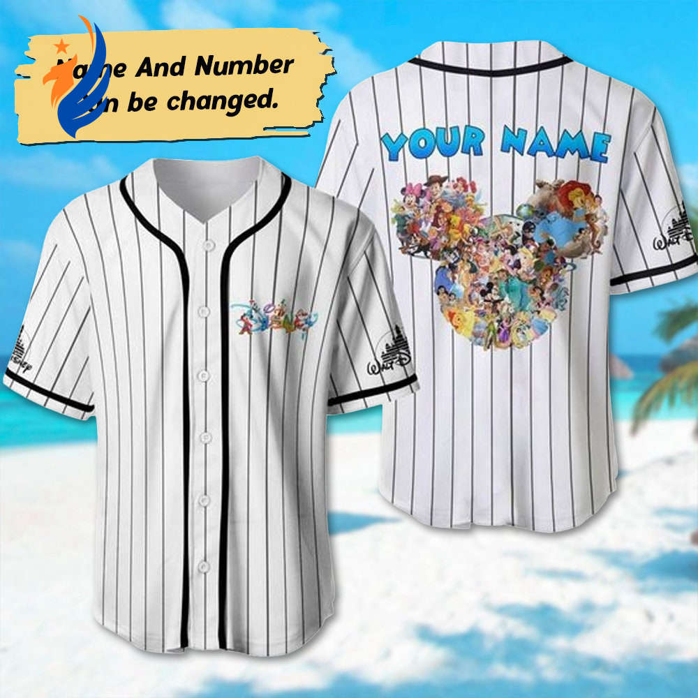 Custom Mickey & Friends Baseball Jersey Princess Characters Team Toy Story Gift for Kids & Adults Magic Kingdom Basketball Jersey - Bafud