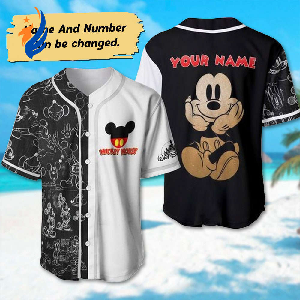 Custom Mickey Mouse Baseball Jersey: Retro Cartoon Shirt for Magic World Movie Fans - Perfect Gift! - Bafud